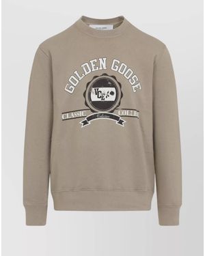 Golden Goose Cotton Logo-Print Crewneck Sweatshirt - Grey