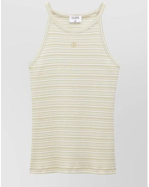 Filippa K Organic Cotton Fine-Ribbed Striped Halterneck Tank Top - Natural