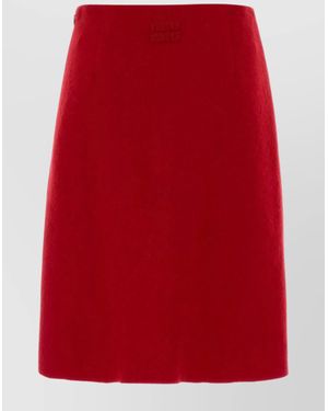 Miu Miu A-Line High Waist Wool Skirt - Red