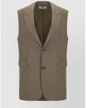 Ami Paris Virgin Wool Oversized Long Vest - Green