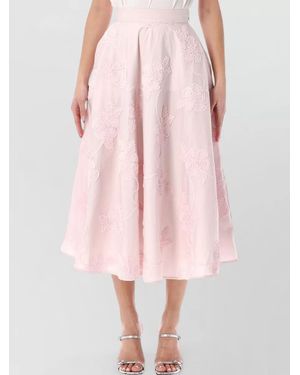 ROTATE BIRGER CHRISTENSEN Cotton Floral-Embroidered Maxi A-Line Skirt - Pink