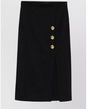 Pinko Midi Skirt With Buttons And Side Slit - Black