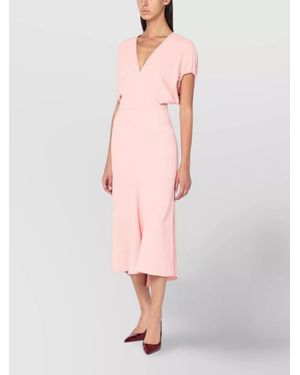 Victoria Beckham Satin Midi Dress 1325Wdr006381Avi R Vibec Ap - Pink