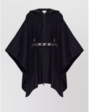 Moncler Hooded Mid Length Cape Loose Fit Buttons - Blue