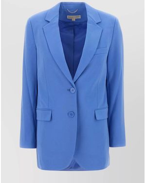 Michael Kors Front Pockets Long Sleeves Notch Lapel - Blue