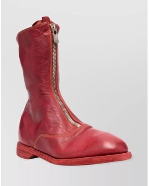 Guidi Leather Front Zip Boots - Red