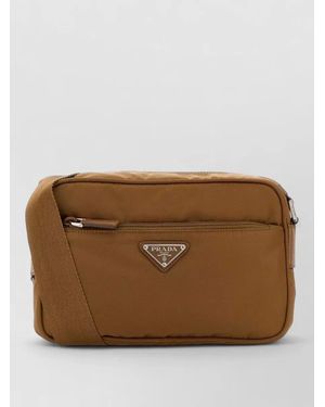 Prada Renylon Crossbody Bag Adjustable Strap Pocket - Brown