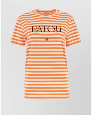 Patou Embroidered Cotton T-Shirt - Orange