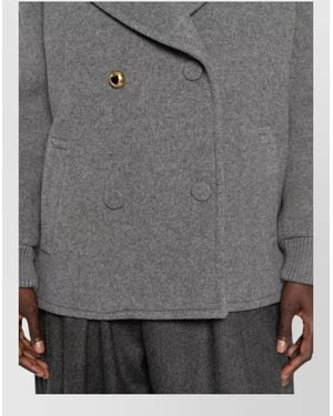 Moschino Double Breasted Wool Blend Relaxed Blazer - Grey