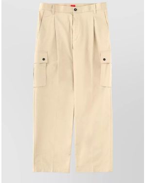 HUGO Cotton Cargo Trousers - Natural