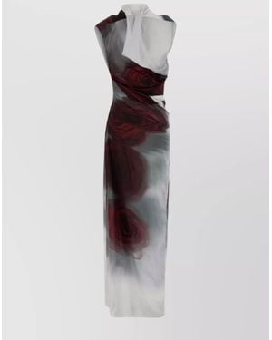 Jean Paul Gaultier Floral Satin Floor-Length Dress - White