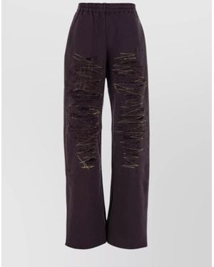MM6 by Maison Margiela Cotton Wide-Leg Trousers - Blue