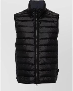 Stone Island High Neck Sleeveless Padded Jacket Side Panels - Black
