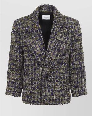 Saint Laurent Tweed Wool Jacket Single Breasted Tailored - Black