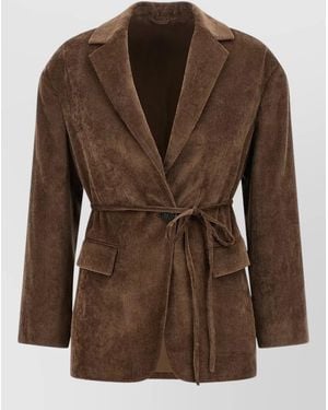 Brunello Cucinelli Cashmere Velvet Blazer Strapless Tailored Cut - Brown