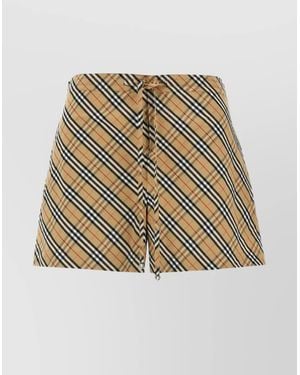 Burberry Check Cotton Short Shorts - White