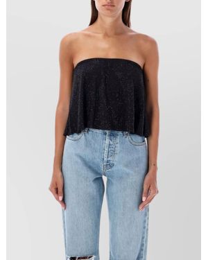 retroféte Crystal Sparkle Strapless Crop Top - Blue