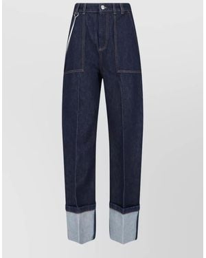 Sportmax Cotton Low-Rise Straight-Leg Cropped Jeans - Blue