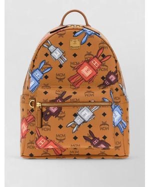 MCM Canvas Stark Backpack Allover Print Design - Orange