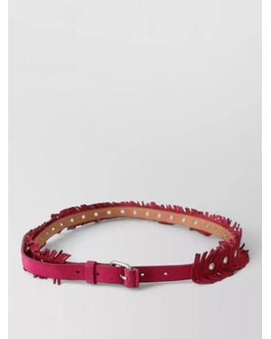 Ermanno Scervino Suede Fringed Waist Belt Eyelet Buckle - Red