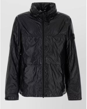 Stone Island Hooded Nylon Jacket Casual High Collar - Black