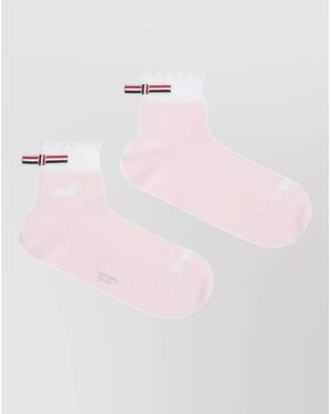 Thom Browne Cotton Pointelle-Knit Crew Socks - Pink
