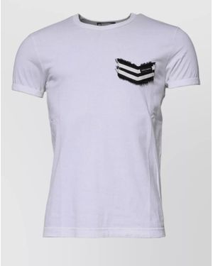Dolce & Gabbana Striped Cotton Crew Neck Short Sleeve T-Shirt - Blue