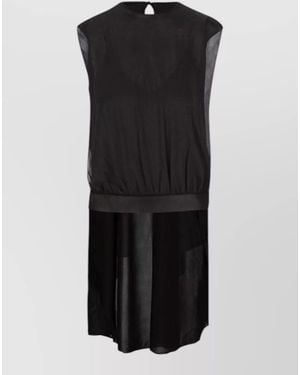 Fendi Silk Asymmetric Sleeveless Midi Dress - Black