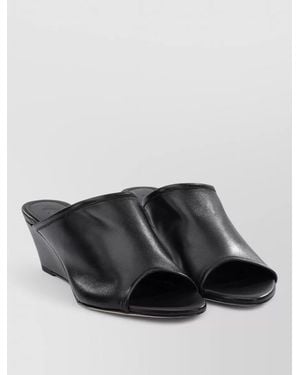 Aeyde Suzanne 50Mm Peep Toe Wedge Mules - Black