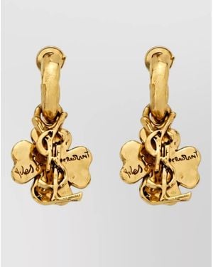 Saint Laurent Mini Clover Hoop Earrings - Metallic