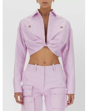 Off-White c/o Virgil Abloh Cotton V-Neck Cropped Jacket - Purple