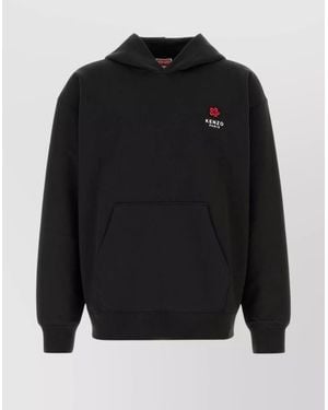 KENZO Cotton Sweatshirt With Floral Back Design - Black