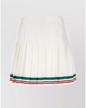 CASABLANCA Silk Pleated Skirt - White