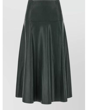 Nude Leather A-Line Skirt - Green