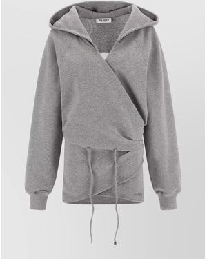 The Attico Hooded Wrap Dress Long Sleeves Drawstring - Grey