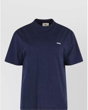 Autry Ribbed Cotton Logo T-Shirt - Blue