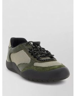 Prada Speedrock Trainers Round Toe Mesh Leather Suede - Black