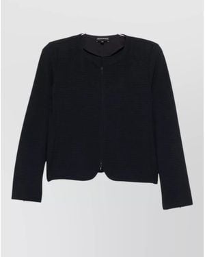 Emporio Armani Knit Blazer Jacket Round Neck Design - Black