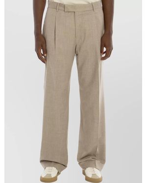 PT Torino Virgin Wool Silk Wide-Leg Trousers - Natural