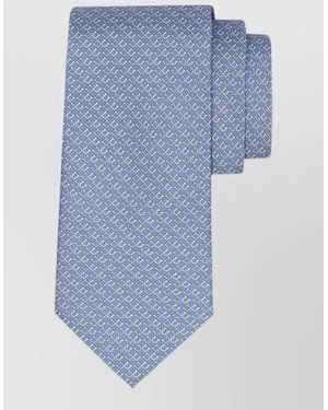 Ferragamo Silk Tie Graphic Gancini Motif Pattern - Blue