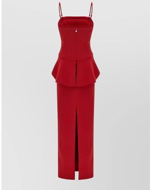 ROTATE BIRGER CHRISTENSEN Asymmetric 3D Floral Maxi Dress - Red
