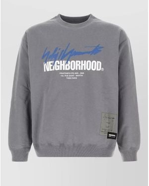 Yohji Yamamoto Cotton Neighborhood Crew Neck Graphic Sweatshirt - Gray