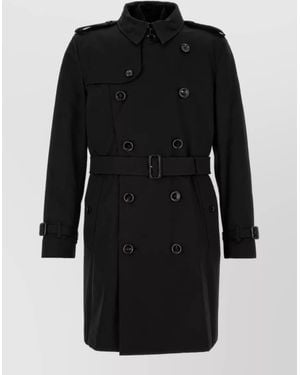 Burberry Cotton Double-Breasted Trench Coat - Black