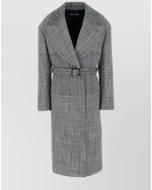 Tom Ford Embroidered Cashmere Belted Single-Breasted Coat - Gray