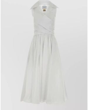 Patou Faille Midi Dress Sleeveless Wrap Design - White