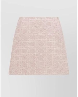 Dior A-Line High Waist Textured Fabric Skirt - Pink