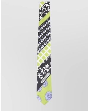 Lanvin Patchwork Silk Tie Floral Geometric Mixed - White