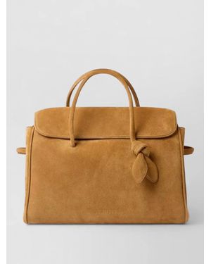 Jacquemus Tote Bag Knotted Detail Shoulder Strap Handle - Brown