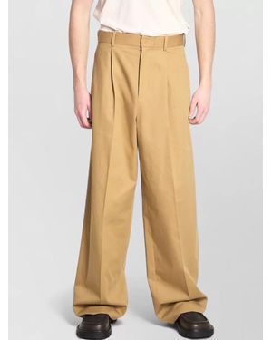 Loewe Tailored Wide Leg Cotton Gabardine Trousers - Natural
