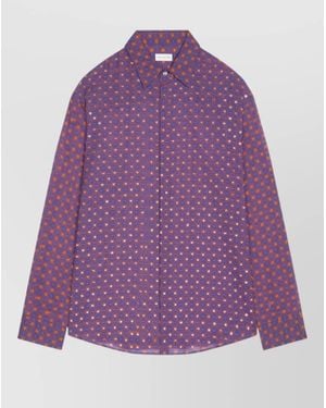 Dries Van Noten Embroidered Long-Sleeve Shirt - Purple